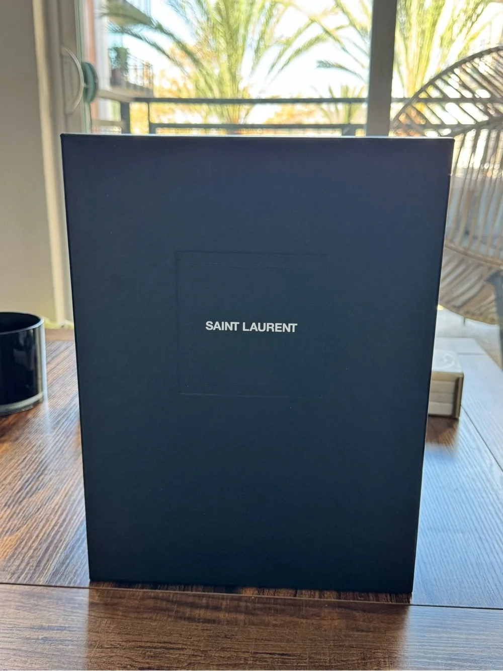 Saint Laurent Black Glossy Camouflage Duffel Bag with White Logo